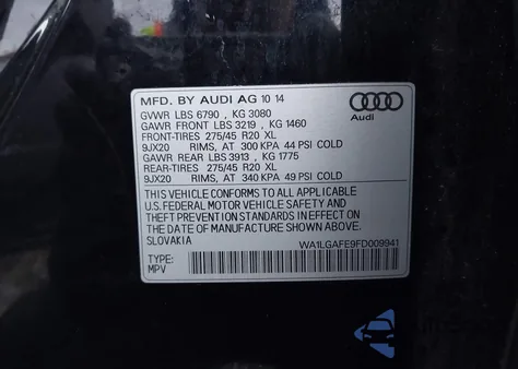 2015 Audi Q7 3.0T Premium из США, поврежденный, VIN WA1LGAFE9FD009941